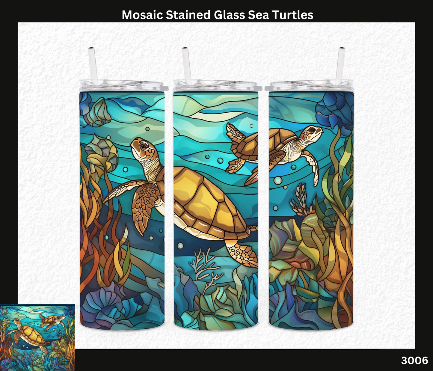 Mosaic Stained Glass Sea Turtles