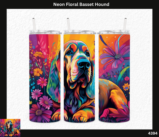 Neon Floral Basset Hound