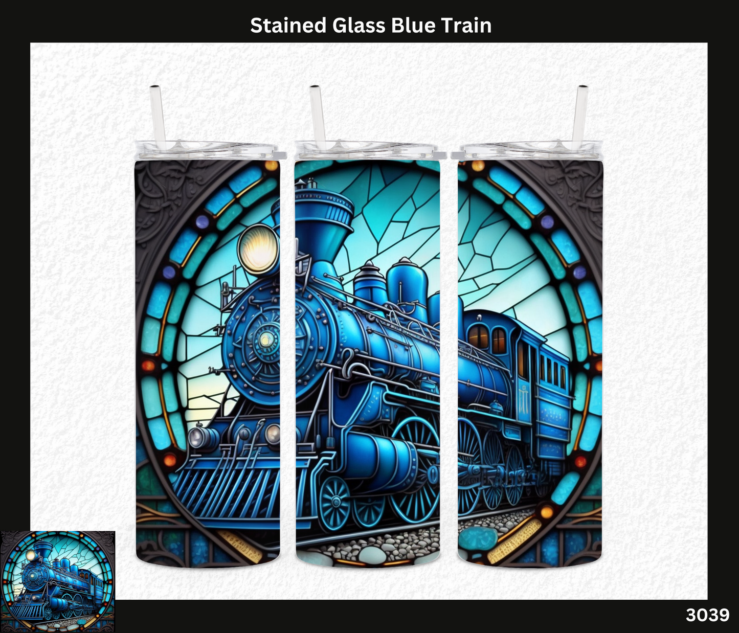 Stained Glass Blue Train