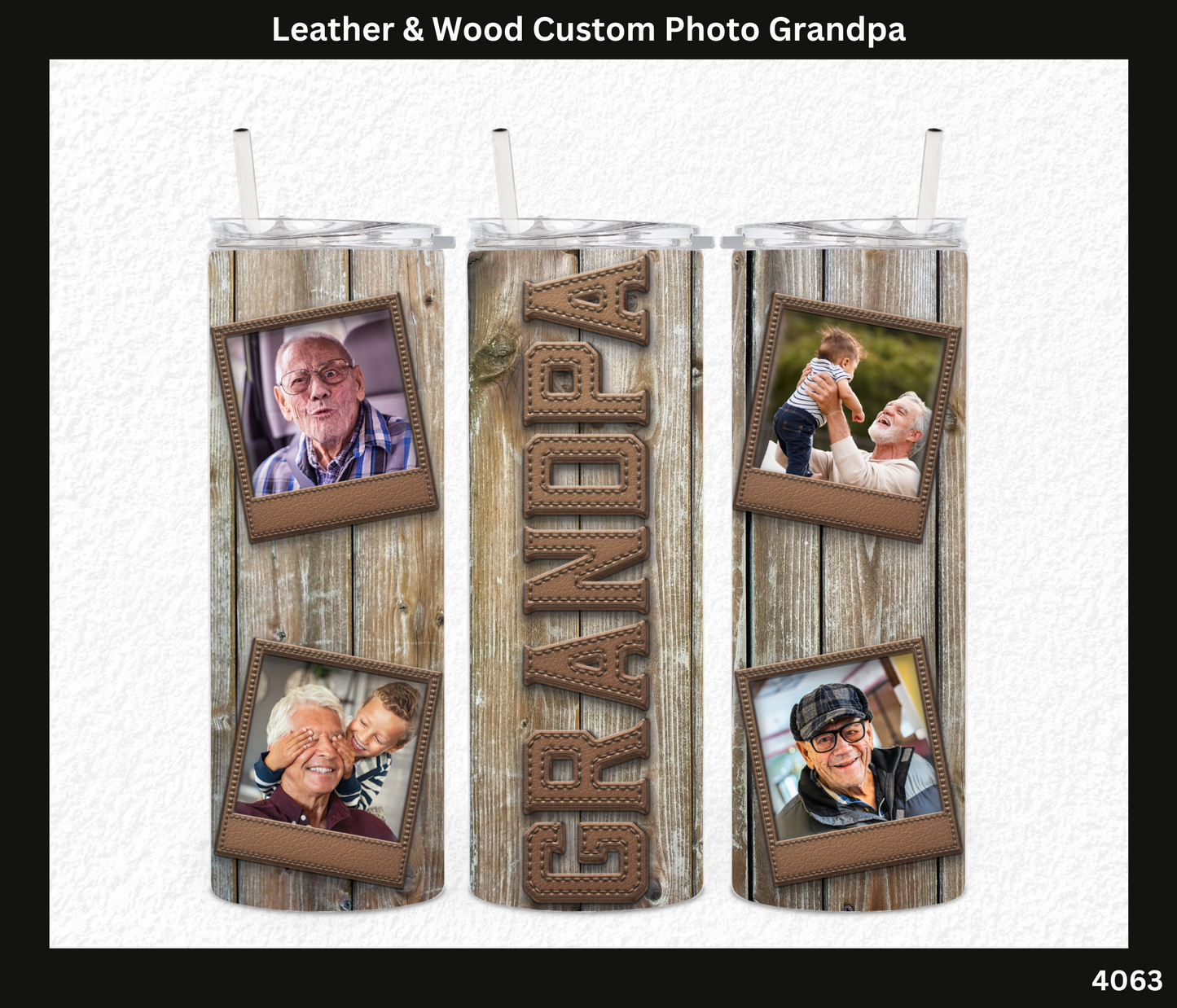 Leather & Wood Custom Photo Grandpa