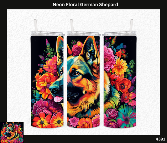 Neon Floral German Shepard