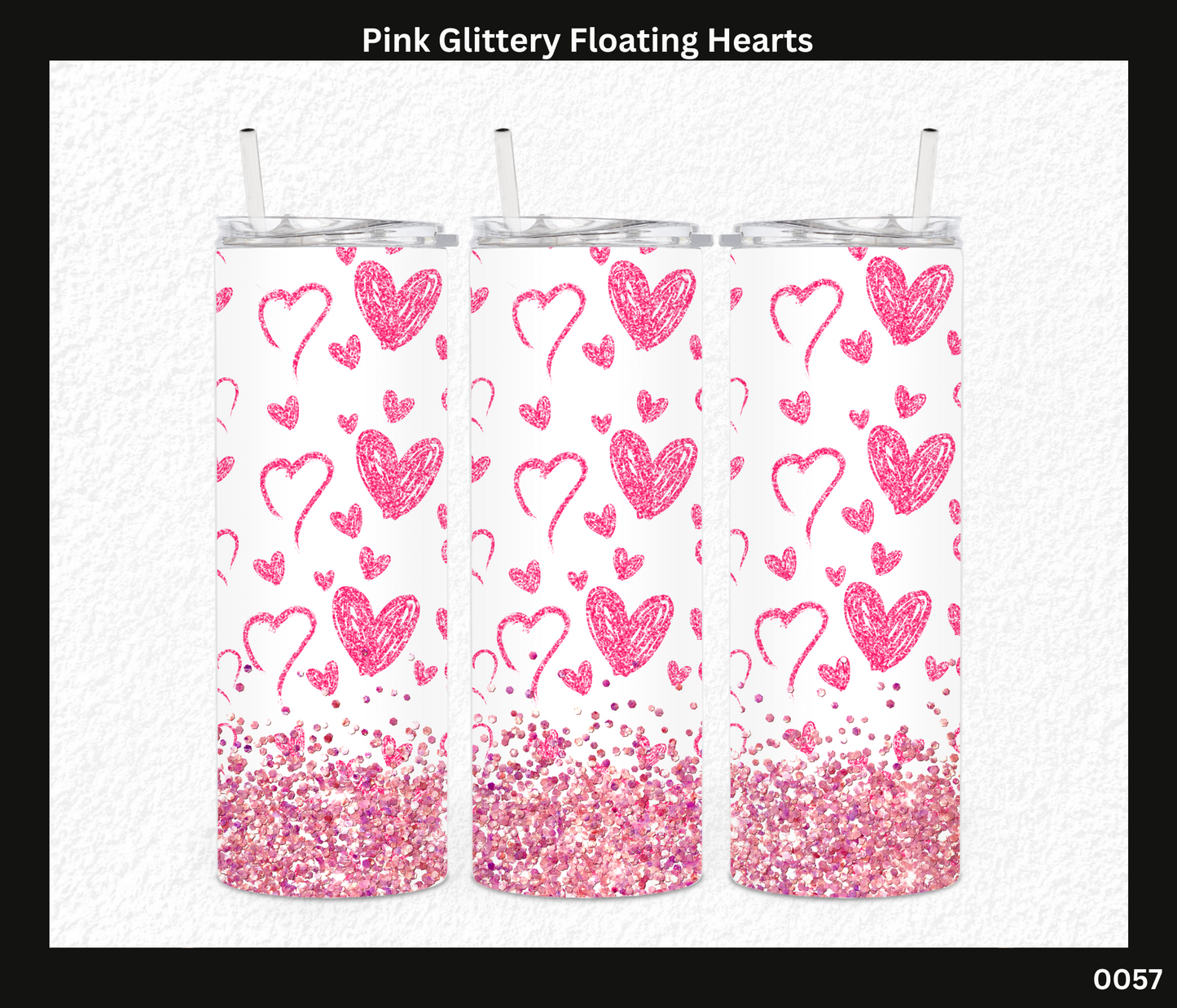 Pink Glittery Floating Hearts